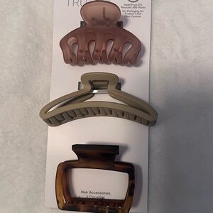 Time and Tru Matte Mauve, Olive & Tortoiseshell Hair Claw Clip Set